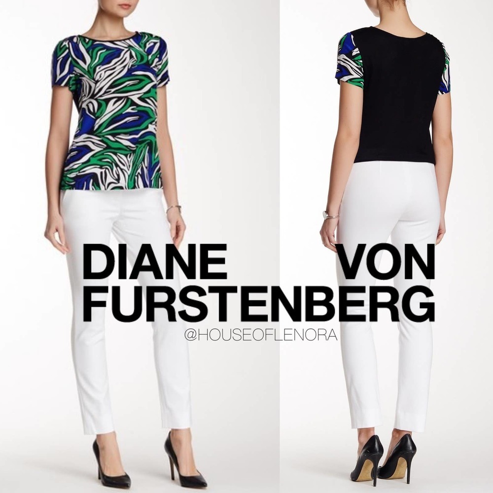 NWT Diane Von Furstenberg Genesis Flat-Front Cropped Pants, DD0488